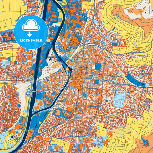 Colorful Heilbronn Street Map with Labels and Buildings