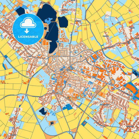 Colorful Heinsberg Street Map with Labels and Buildings