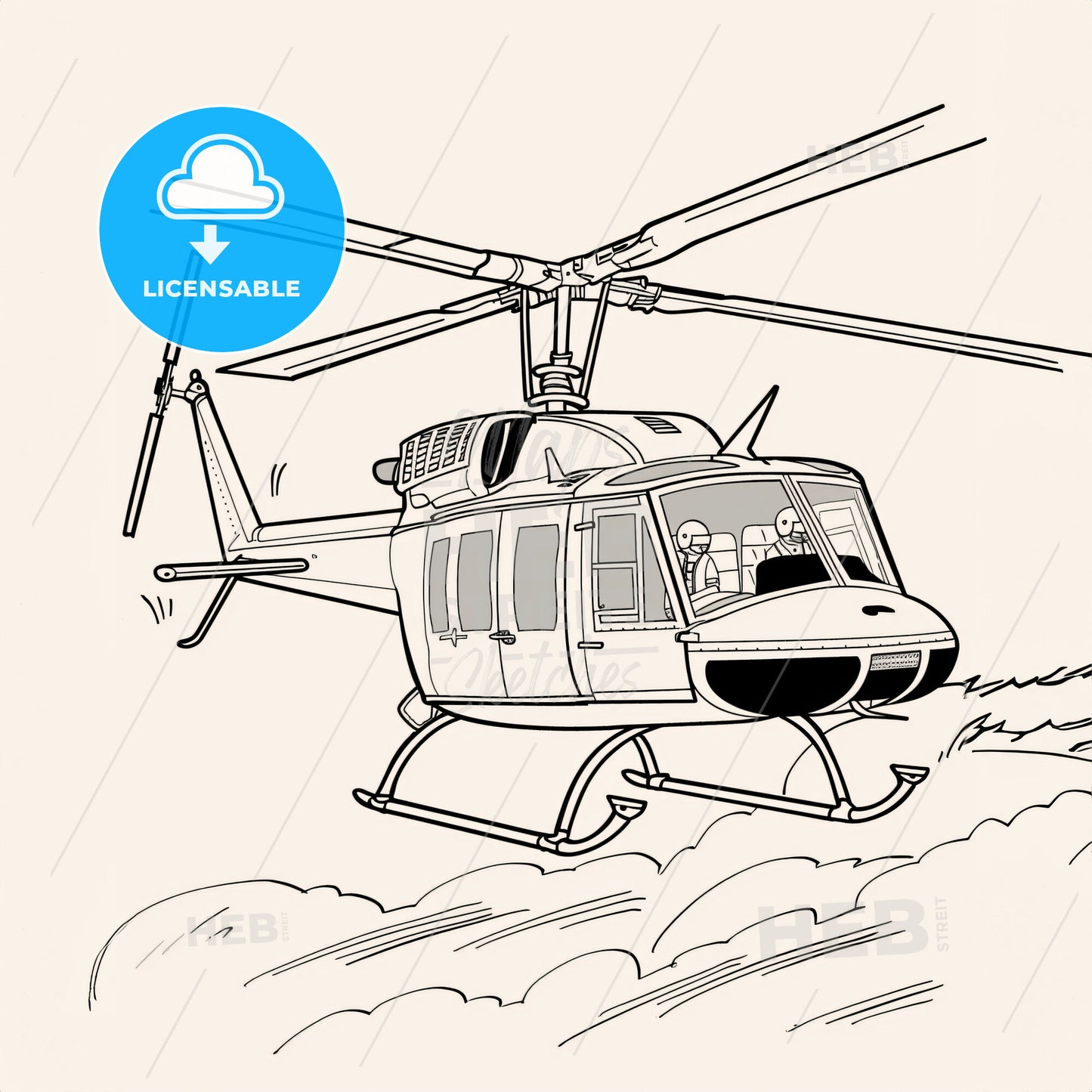 Helicopter - A Cartoon Of A Helicopter Flying