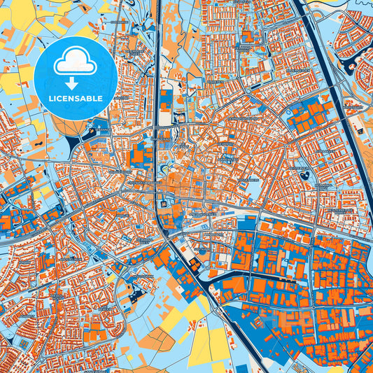 Colorful Helmond Street Map with Labels and Buildings
