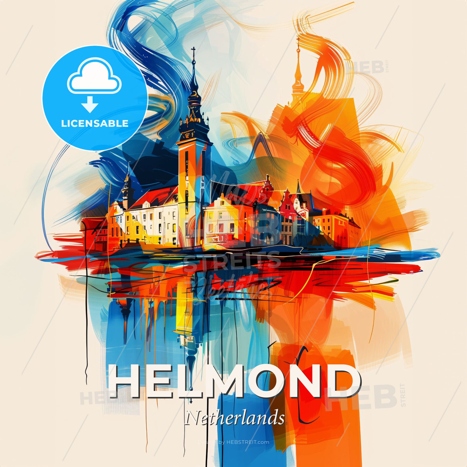 Vibrant Helmond, Netherlands - A Painting Of A Building - Square format print template