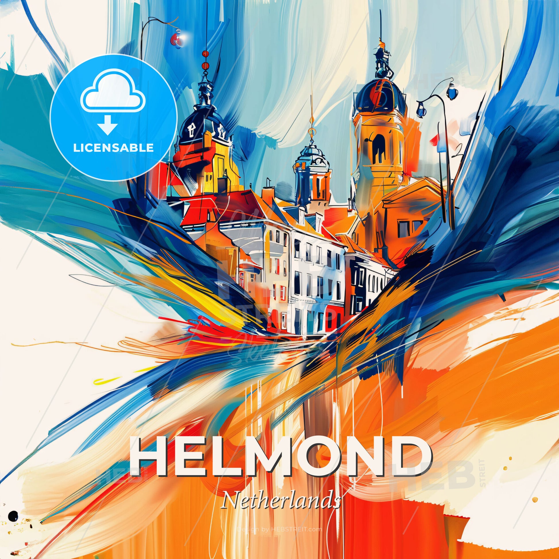 Vibrant Helmond, Netherlands - A Painting Of A City - Square format print template