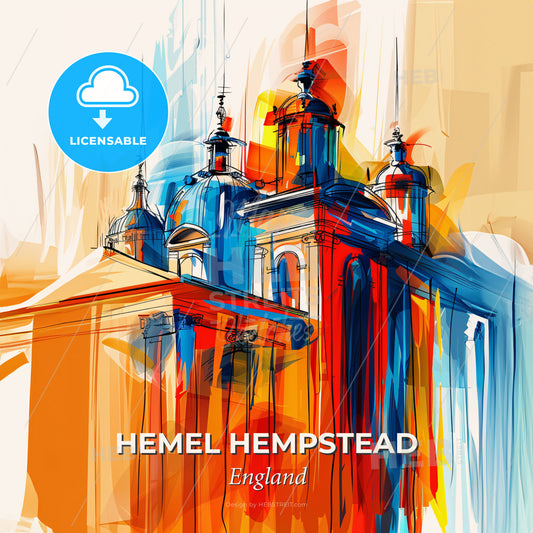 Vibrant Hemel Hempstead, England - A Colorful Painting Of A Building - Square format print template
