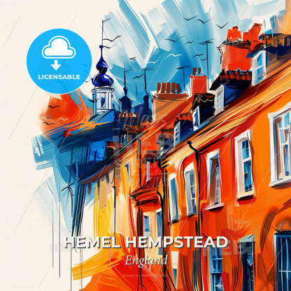 Vibrant Hemel Hempstead, England - A Painting Of A Building - Square format print template