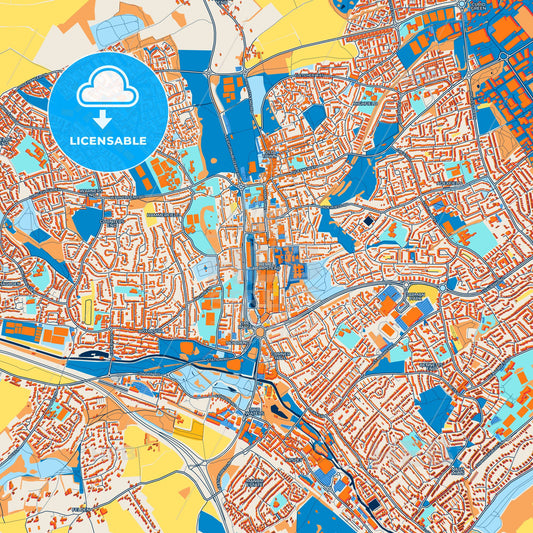 Colorful Hemel Hempstead Street Map with Labels and Buildings