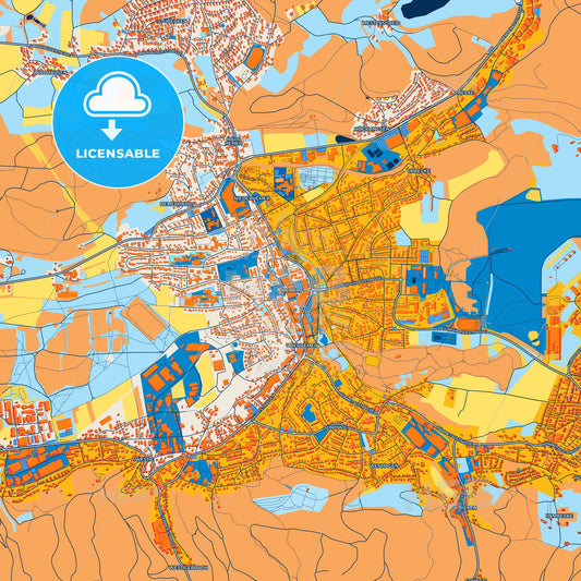 Colorful Hemer Street Map with Labels and Buildings