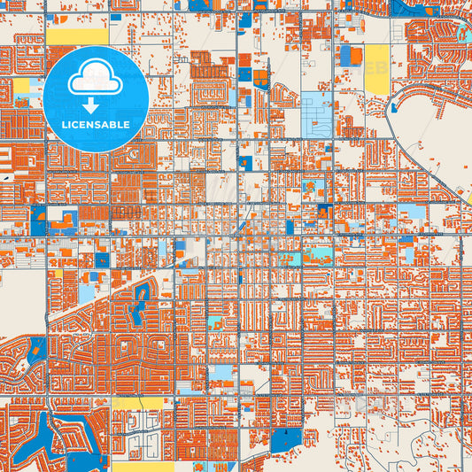 Colorful Hemet Street Map with Labels and Buildings