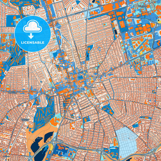 Colorful Hempstead Street Map with Labels and Buildings