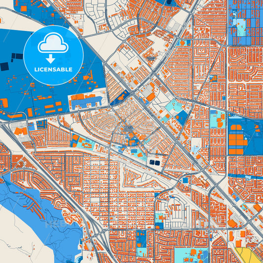 Colorful Henderson Street Map with Labels and Buildings