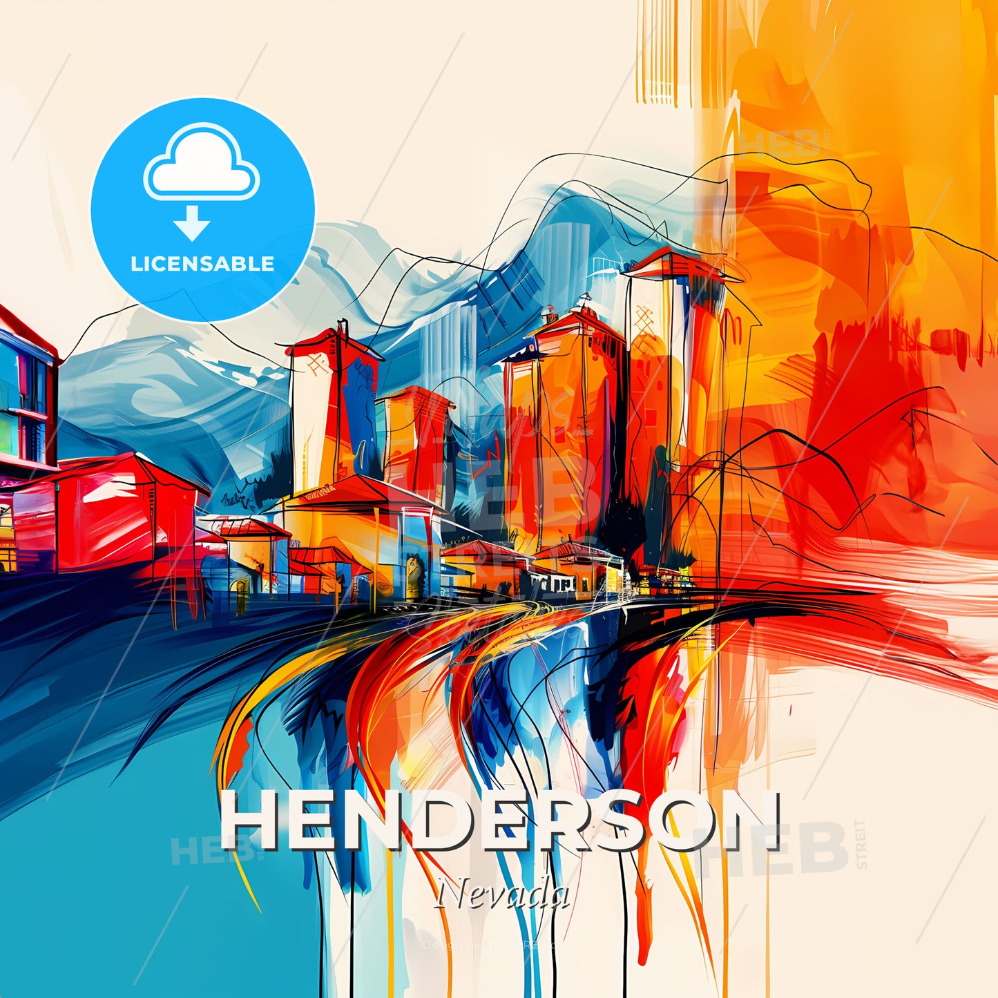 Vibrant Henderson, Nevada - A Painting Of A City - Square format print template