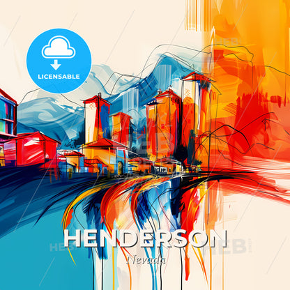 Vibrant Henderson, Nevada - A Painting Of A City - Square format print template