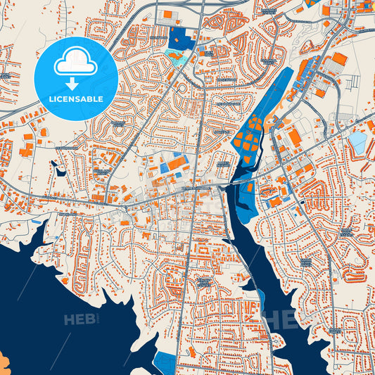 Colorful Hendersonville Street Map with Labels and Buildings
