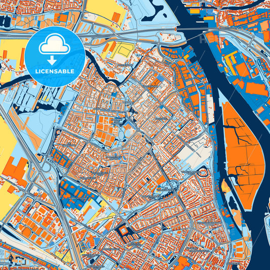 Colorful Hendrik-Ido-Ambacht Street Map with Labels and Buildings