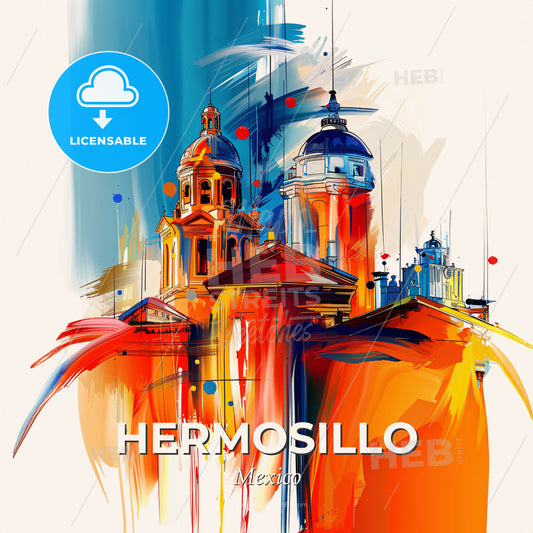 Vibrant Hermosillo, Mexico - A Painting Of A Building - Square format print template