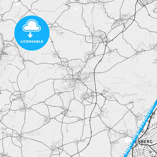 Herrenberg, Germany light map with streetnames, citynames and districts