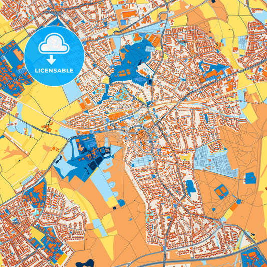 Colorful Herten Street Map with Labels and Buildings
