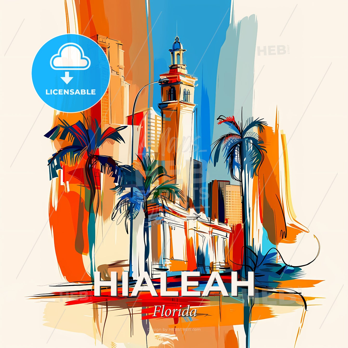 Vibrant Hialeah, Florida - A Painting Of A City - Square format print template