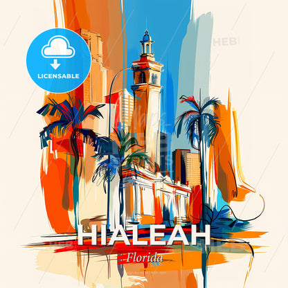 Vibrant Hialeah, Florida - A Painting Of A City - Square format print template