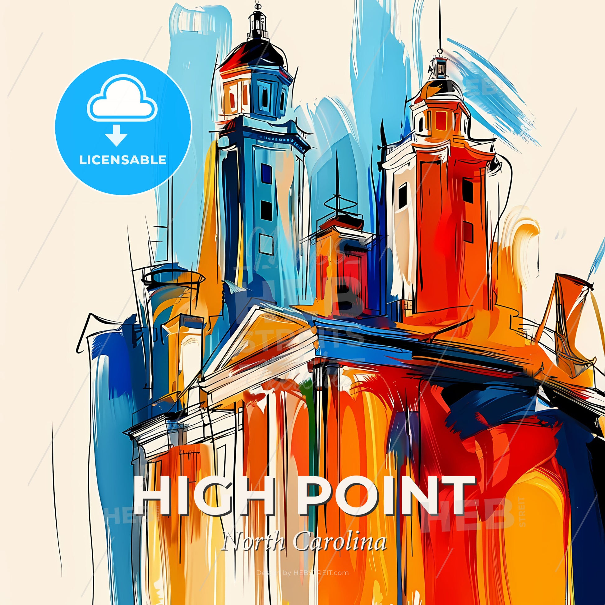 Vibrant High Point, North Carolina - A Painting Of A Building - Square format print template