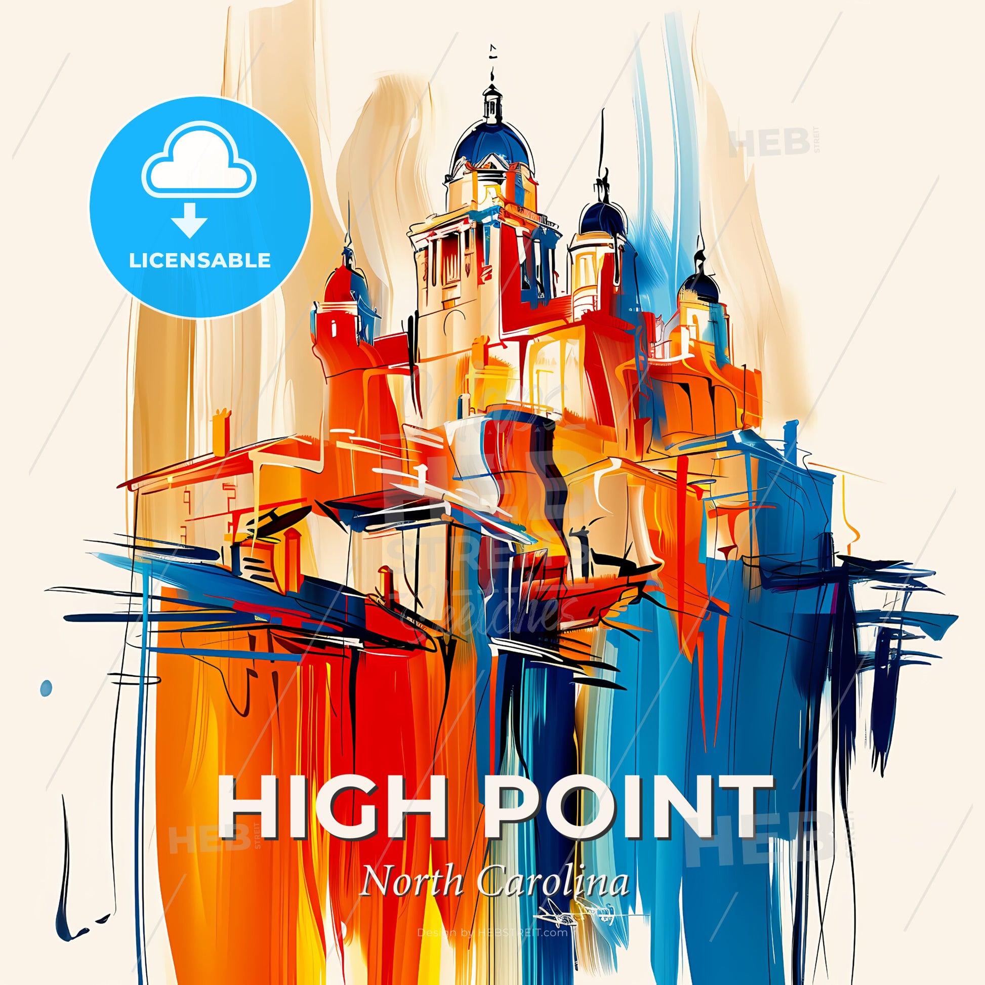 Vibrant High Point, North Carolina - A Painting Of A Building - Square format print template