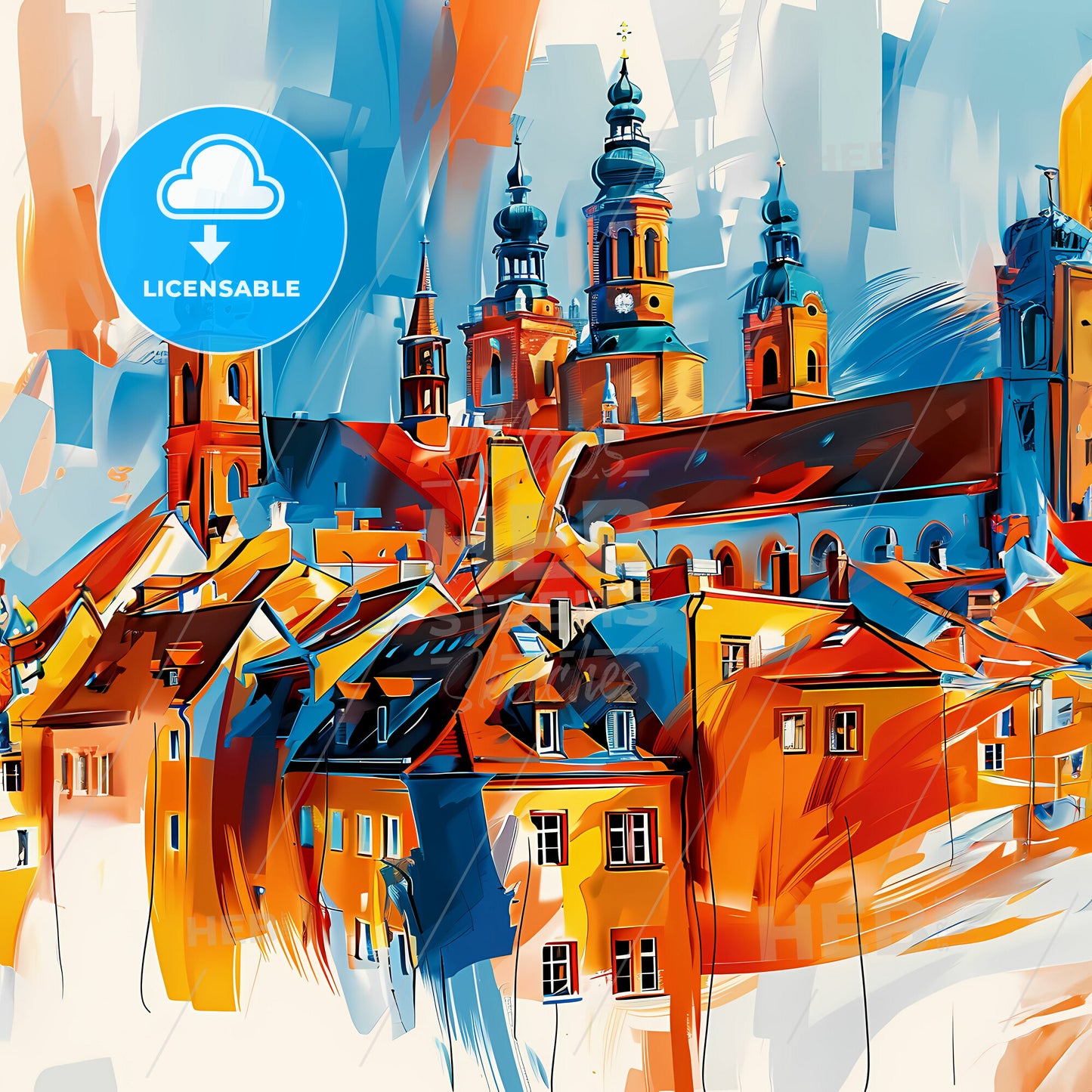 Vibrant Hildesheim, Germany - A Painting Of A City