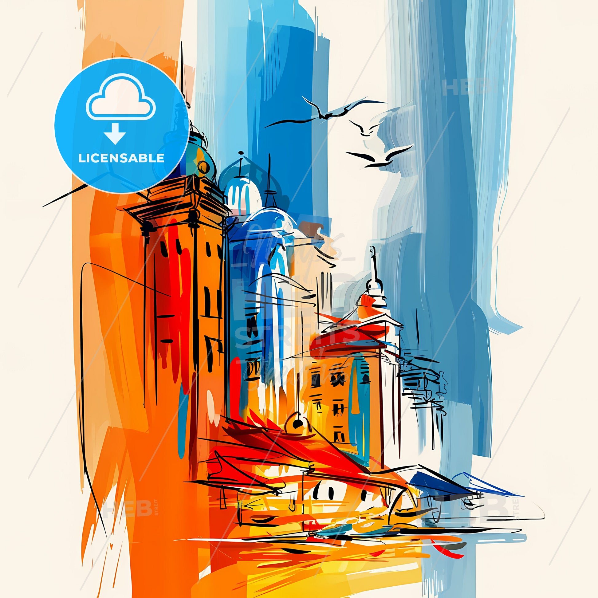 Vibrant Ho Chi Minh City, Vietnam - A Colorful Painting Of Buildings