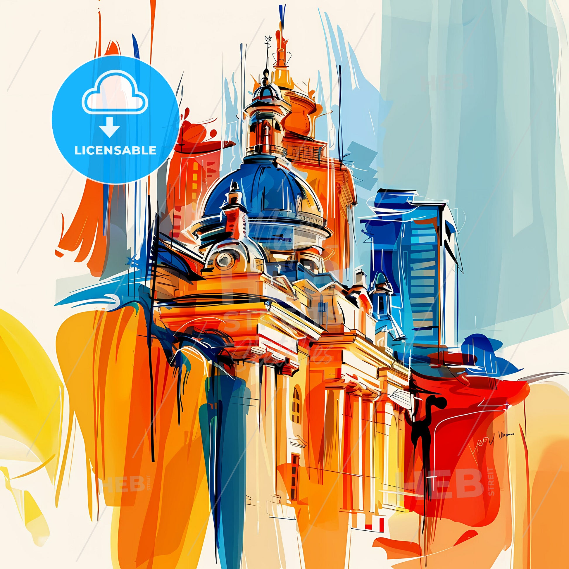 Vibrant Ho Chi Minh City, Vietnam - A Painting Of A Building