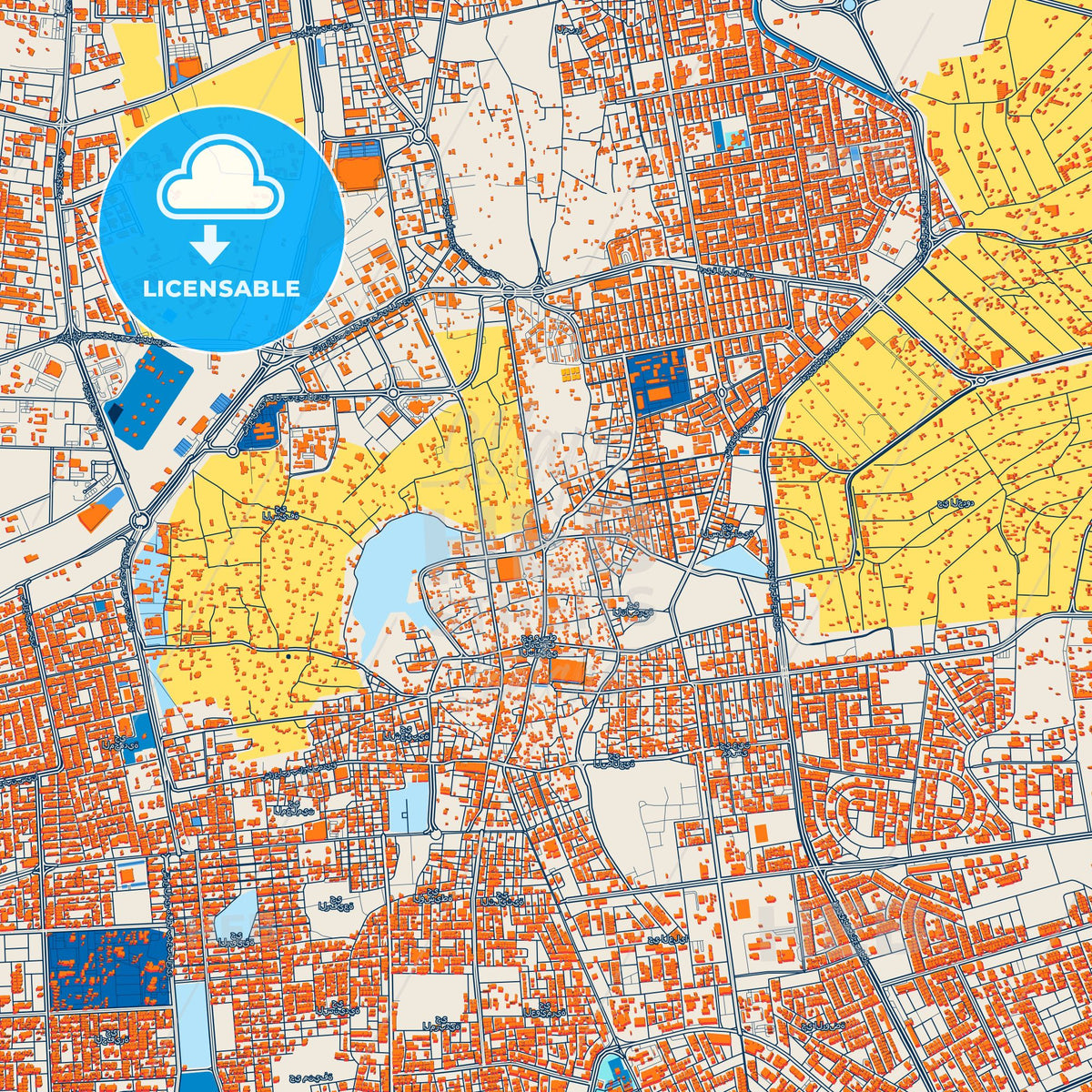 Colorful Hofuf Street Map with Labels and Buildings