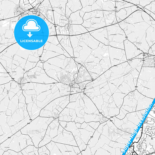 Hof van Twente, Netherlands light map with streetnames, citynames and districts