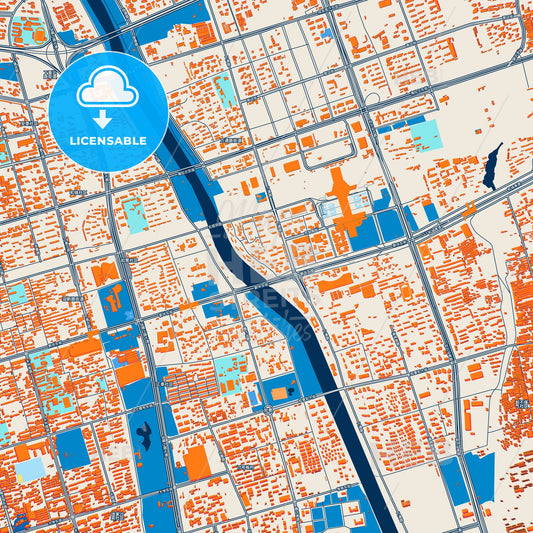 Colorful Hohhot Street Map with Labels and Buildings