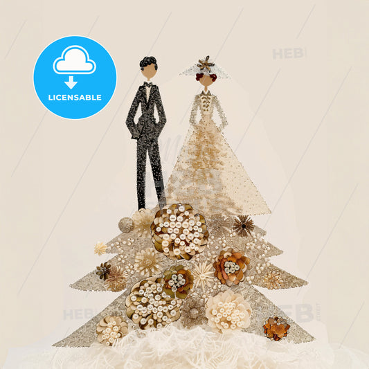 A Wedding Cake Topper With A Couple Of People