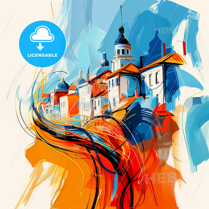 Vibrant Holon, Israel - A Painting Of A Building