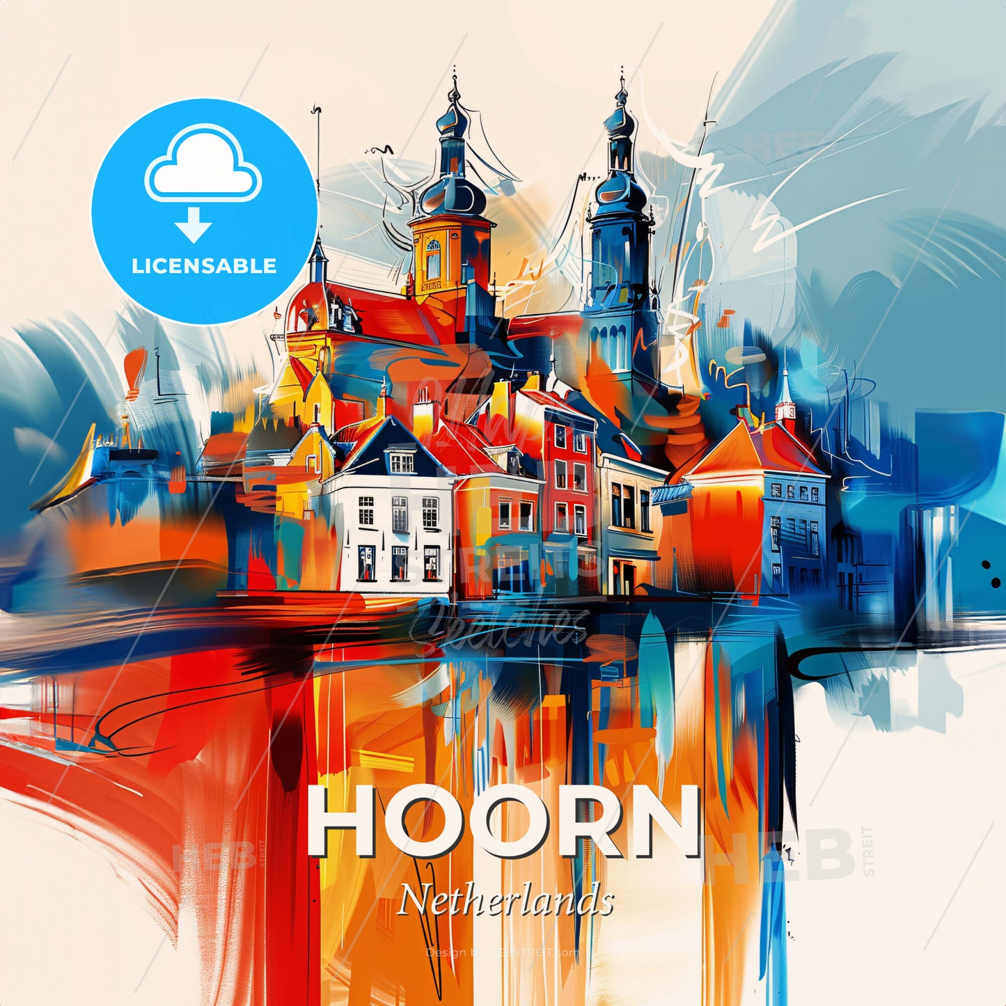 Vibrant Hoorn, Netherlands - A Painting Of A City - Square format print template