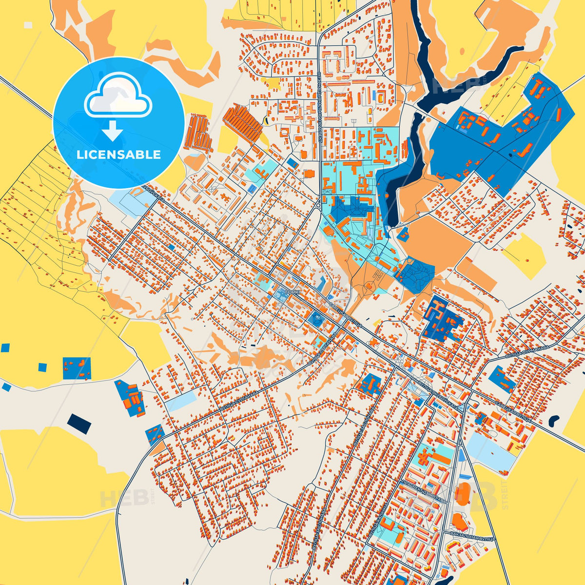 Colorful Horki Street Map with Labels and Buildings