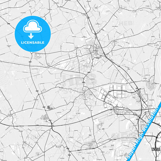 Horst aan de Maas, Netherlands light map with streetnames, citynames and districts