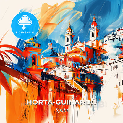 Vibrant Horta-Guinardó, Spain - A Painting Of A City - Square format print template