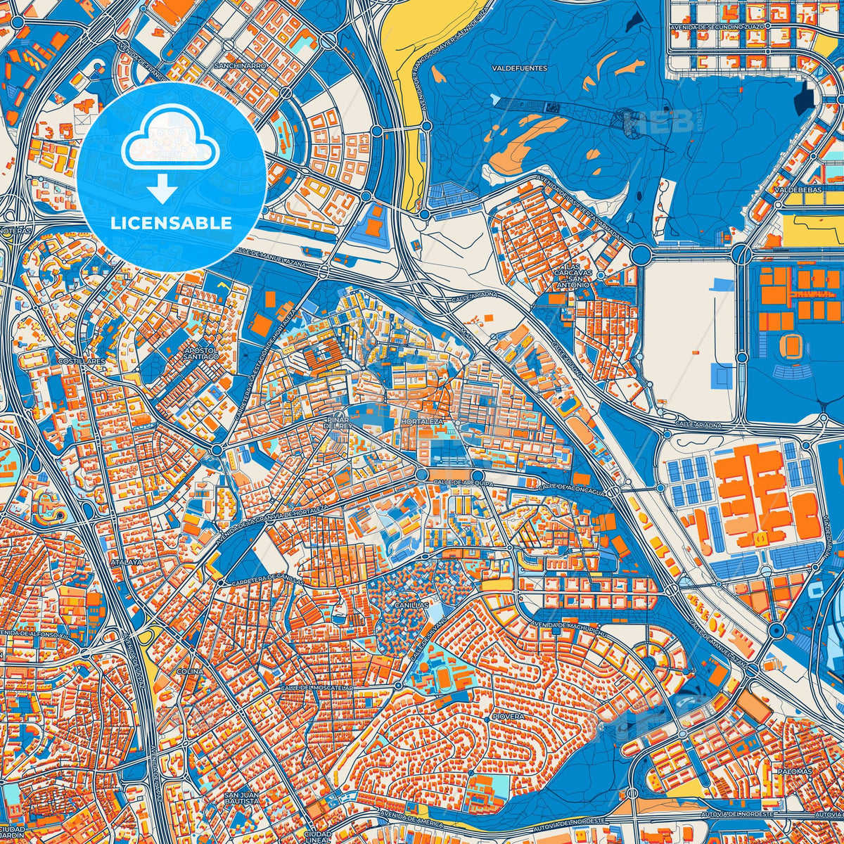 Colorful Hortaleza Street Map with Labels and Buildings
