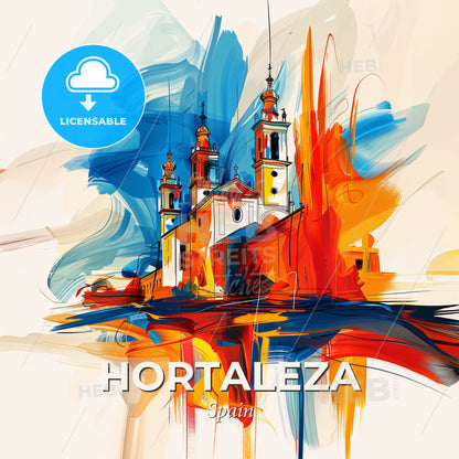 Vibrant Hortaleza, Spain - A Painting Of A Building With Colorful Paint - Square format print template