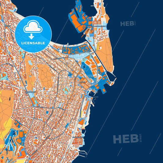 Colorful Horten Street Map with Labels and Buildings
