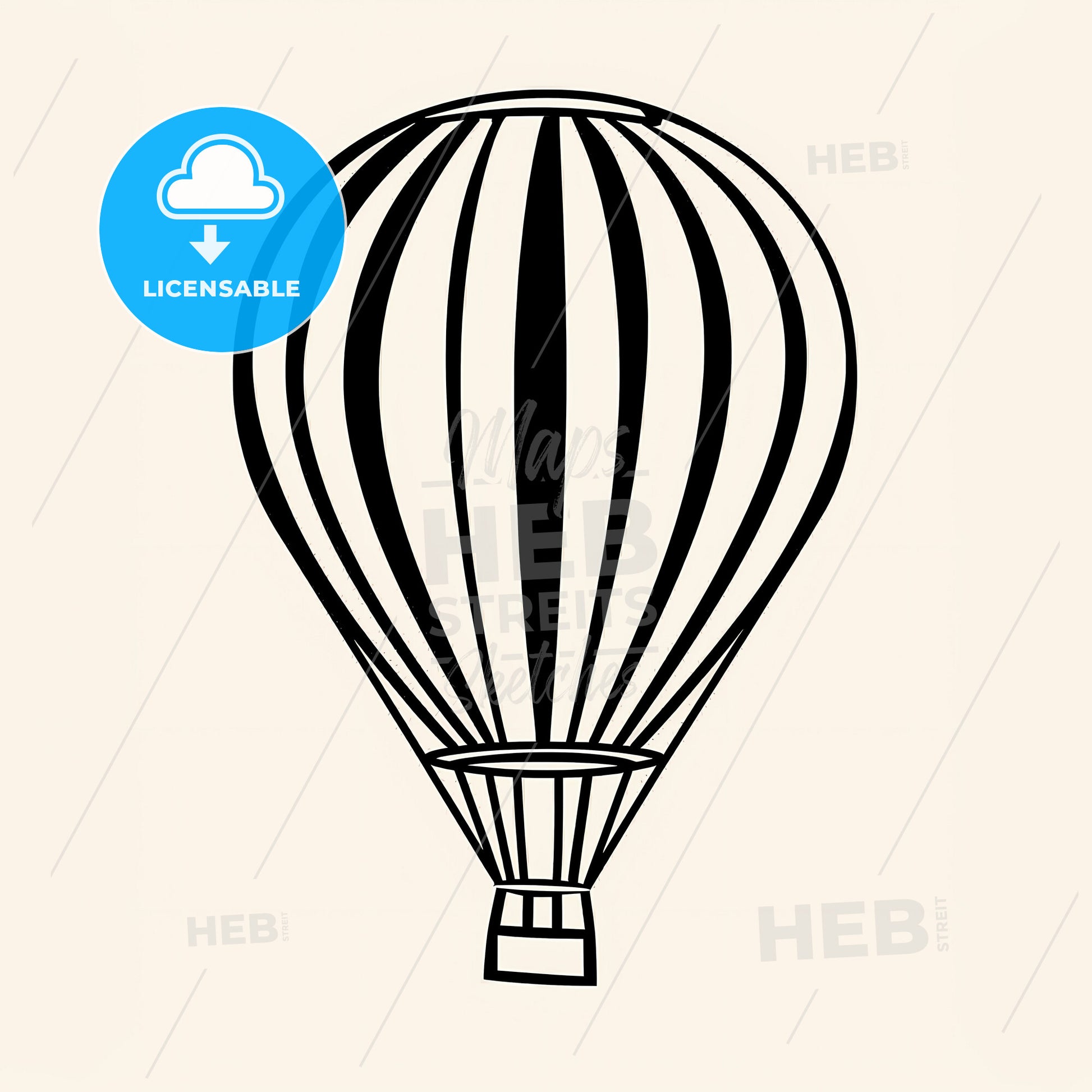 Hot Air Balloon - A Black And White Drawing Of A Hot Air Balloon
