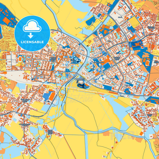 Colorful Hoyerswerda Street Map with Labels and Buildings