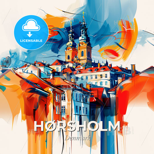Vibrant Hørsholm, Denmark - A Painting Of A City - Square format print template