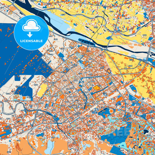 Colorful Hsinchu Street Map with Labels and Buildings