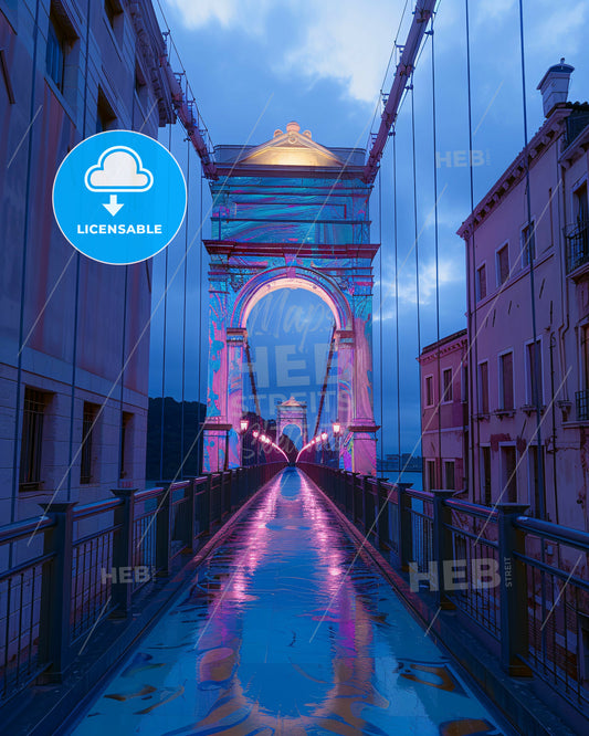 Marbled Ahlar Bridge low angle Artwork high def - A bridge with lights on it