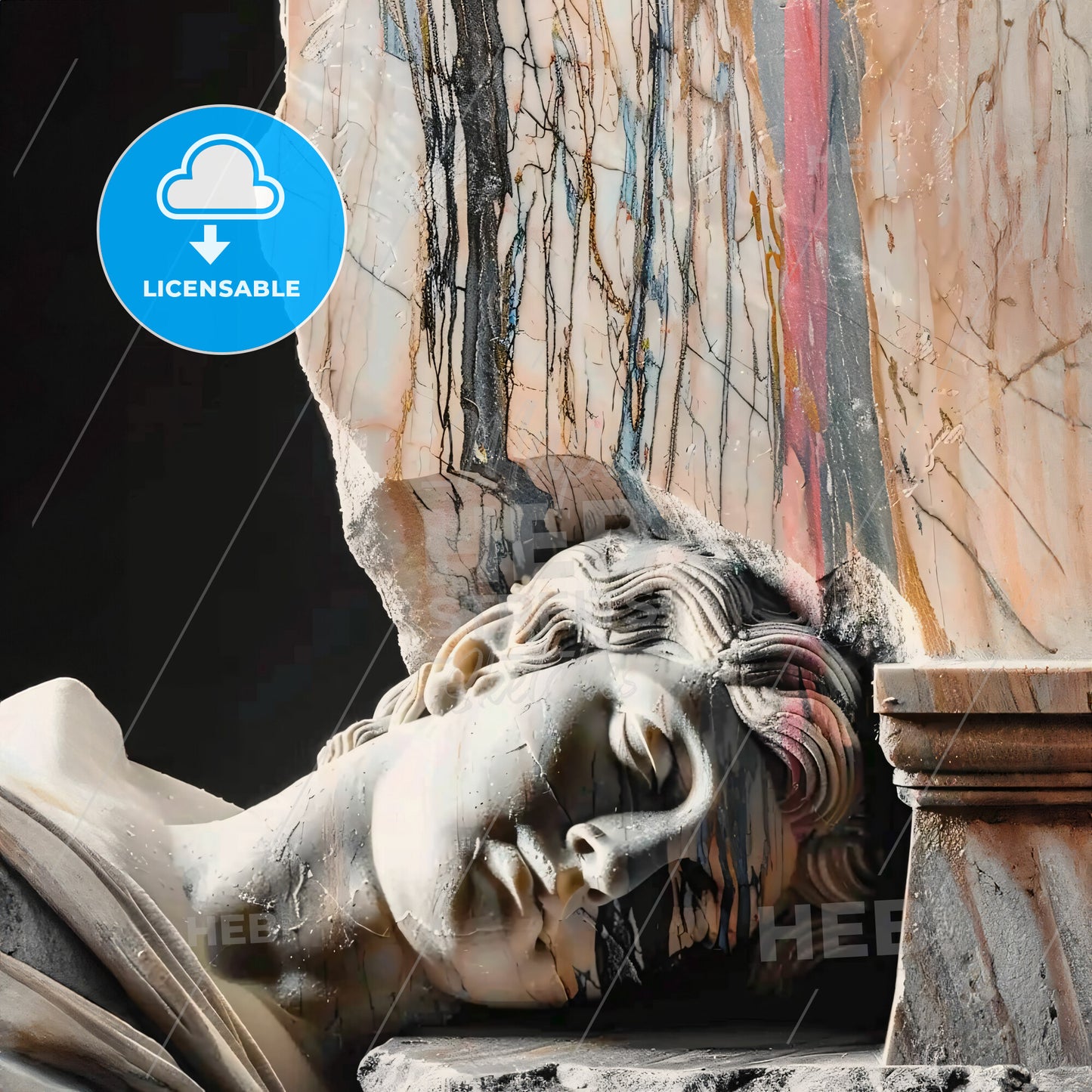 A Statue Of A Woman Lying On A Stone Ledge