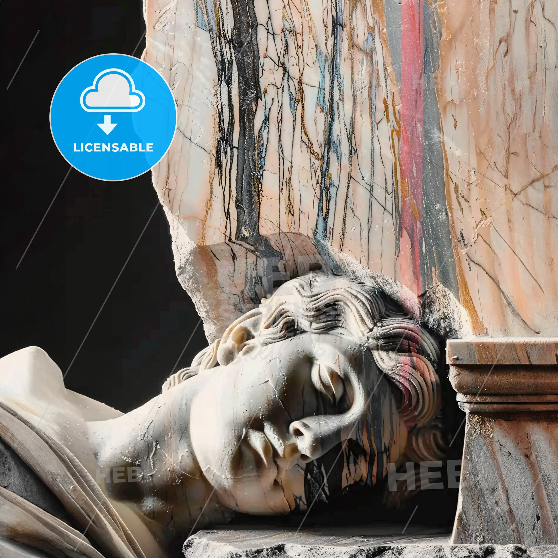 A Statue Of A Woman Lying On A Stone Ledge