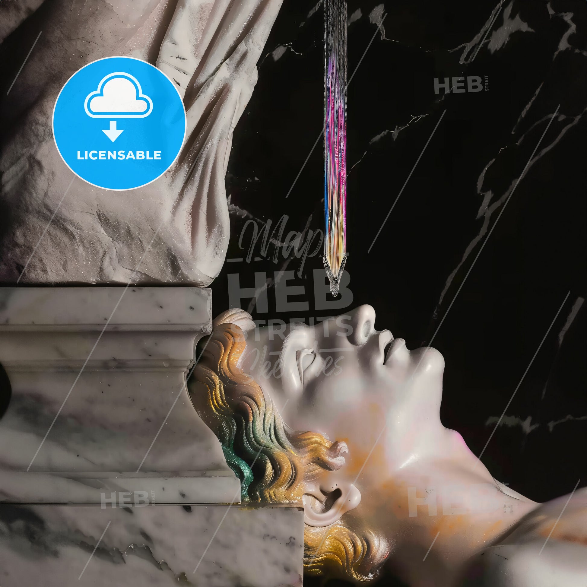 A Statue Of A Woman With A Crystal Drop Of Water