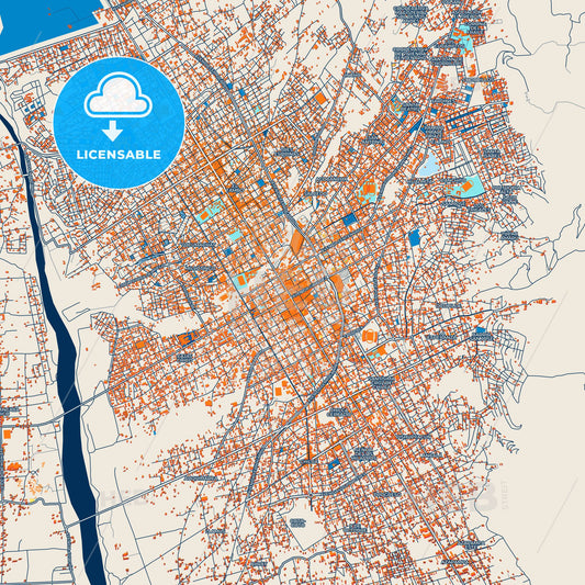 Colorful Huancayo Street Map with Labels and Buildings