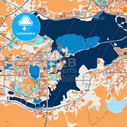 Colorful Huangshi Street Map with Labels and Buildings