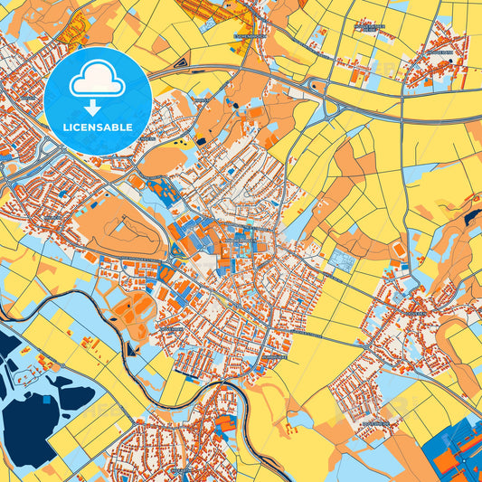 Colorful Huckelhoven Street Map with Labels and Buildings